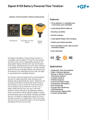 Thumbnail of document Data Sheet - 8150 Flow Totalizer